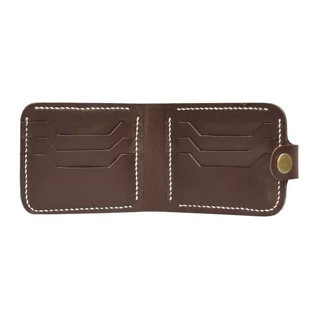 Premium & Genuine Leather Button Wallet – Classic Slim Bifold Card Holder