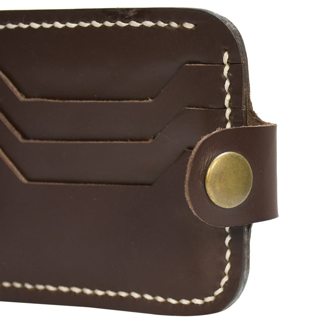 Premium & Genuine Leather Button Wallet – Classic Slim Bifold Card Holder