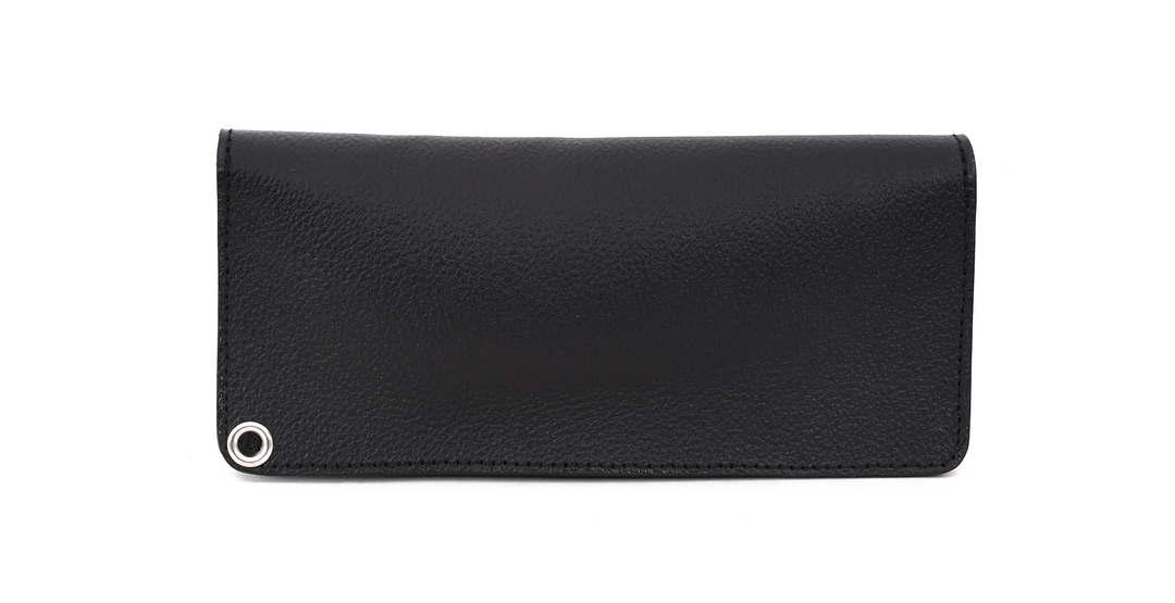 Black leather wallet on a white background

