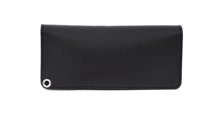 Black leather wallet on a white background

