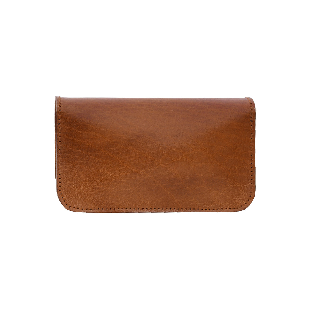 Brown leather pouch on a white background

