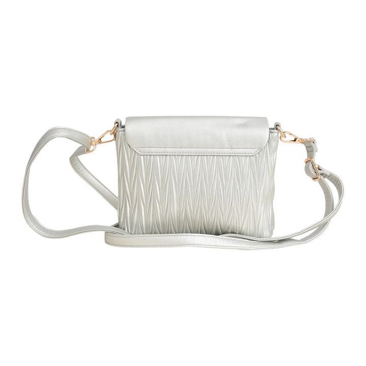 White handbag with fringe details on a white background