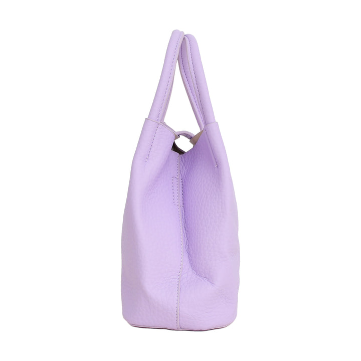 Lavender Pebbled Leather Mini Bucket Bag Set with Pouch & Card Holder