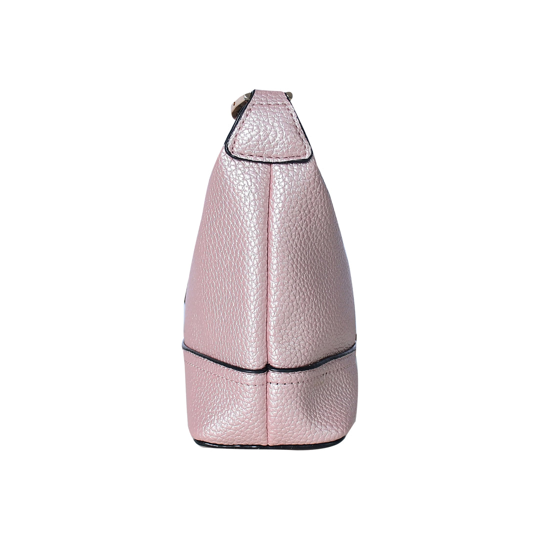 Pink textured backpack on a white background