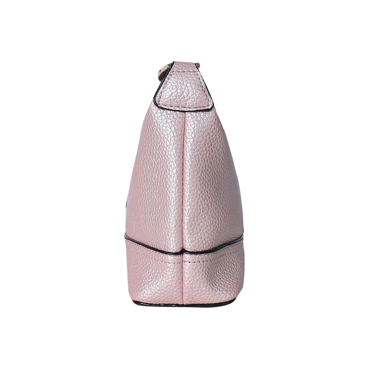 Pink textured backpack on a white background