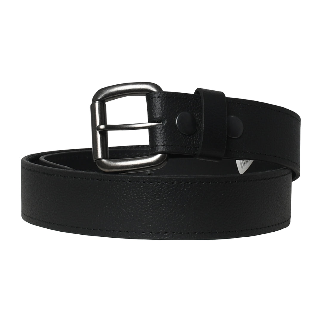 Premium Full Grain Genuine Leather Belt for Men – Classic Matte Black Everyday Dress Belt with Solid Metal Buckle