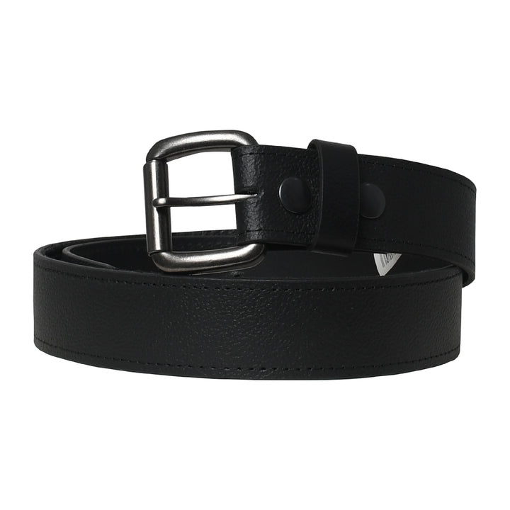 Premium Full Grain Genuine Leather Belt for Men – Classic Matte Black Everyday Dress Belt with Solid Metal Buckle