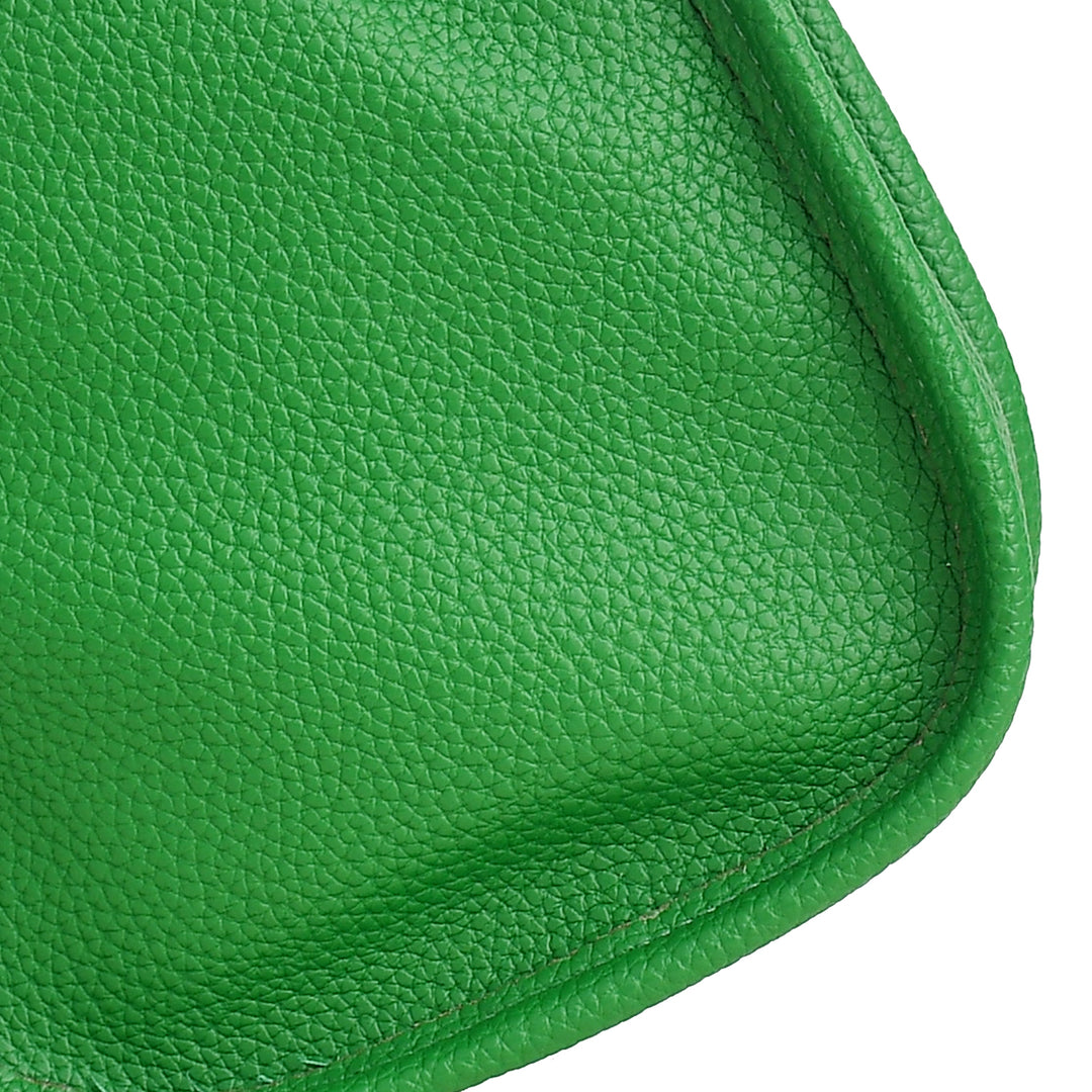 Close-up of a green leather product on a white background