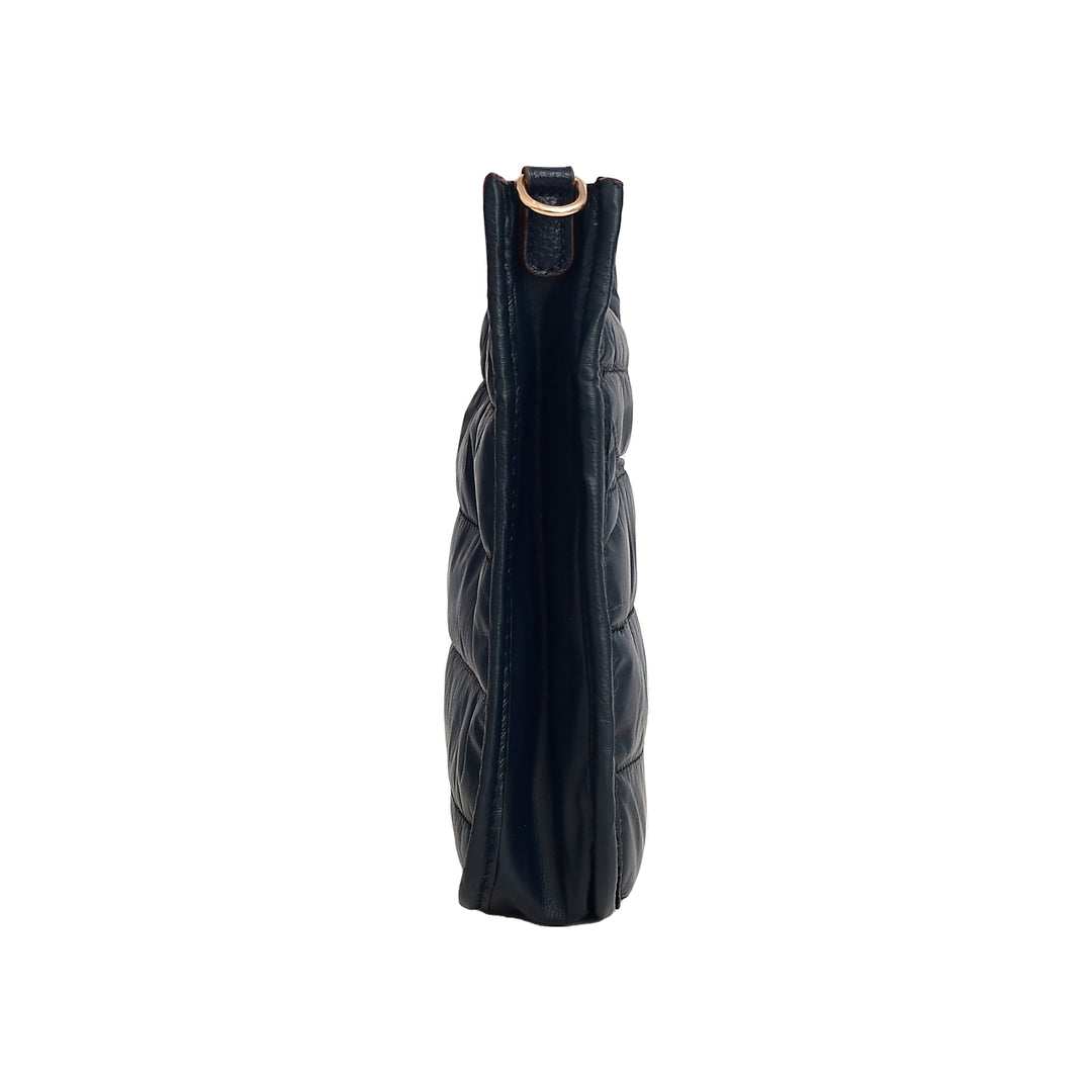 Black leather wine bottle holder on a white background