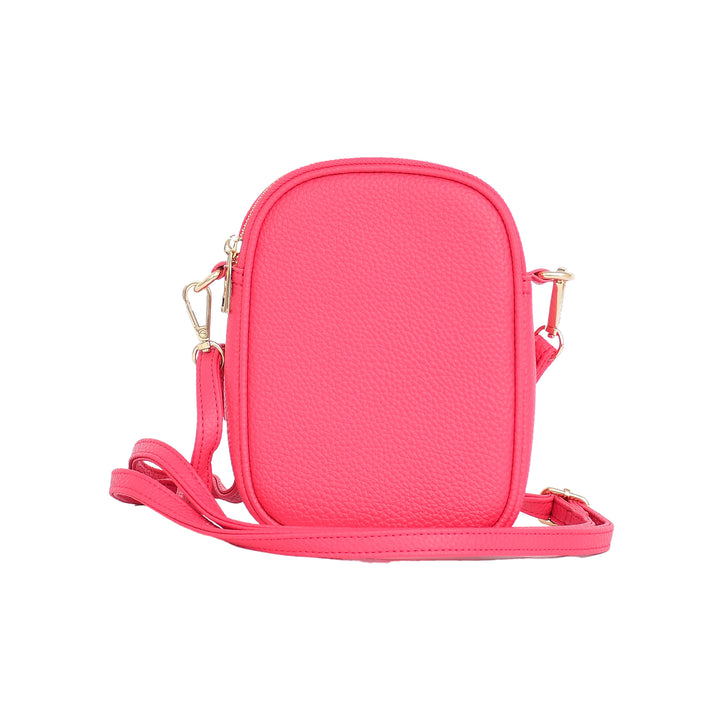 Pink crossbody bag on a white background