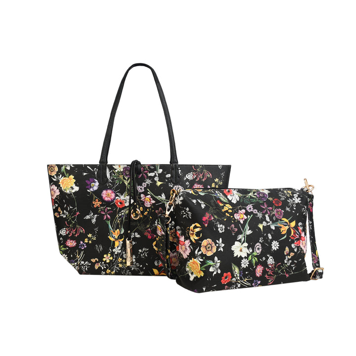 Set of two floral-patterned bags on a white background
