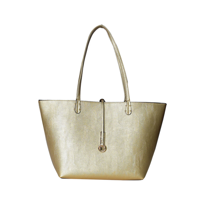 Gold handbag on a white background