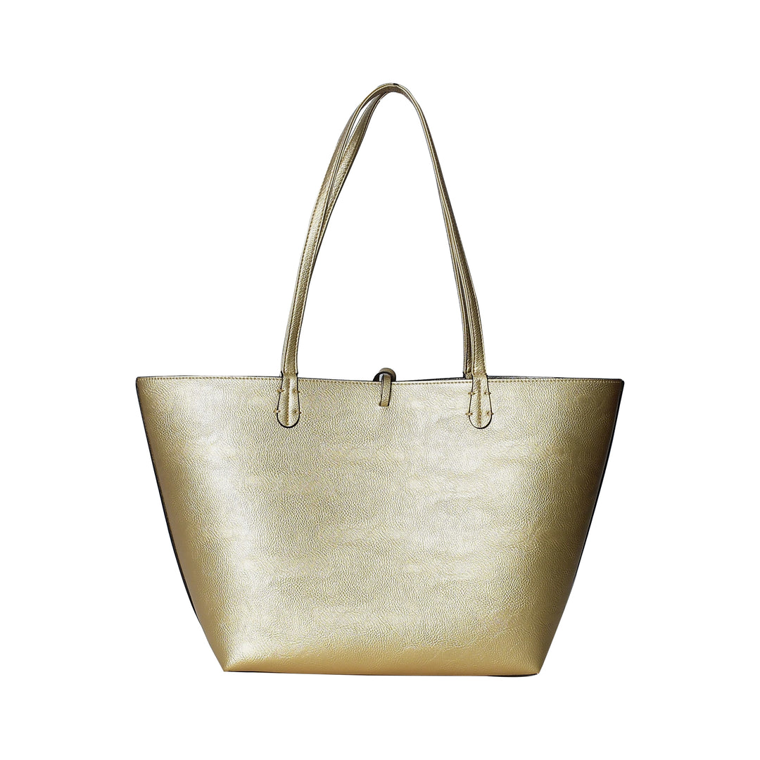 Gold handbag on a white background