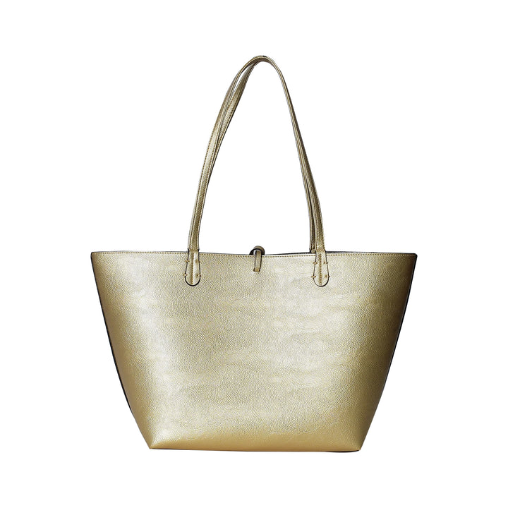 Gold handbag on a white background