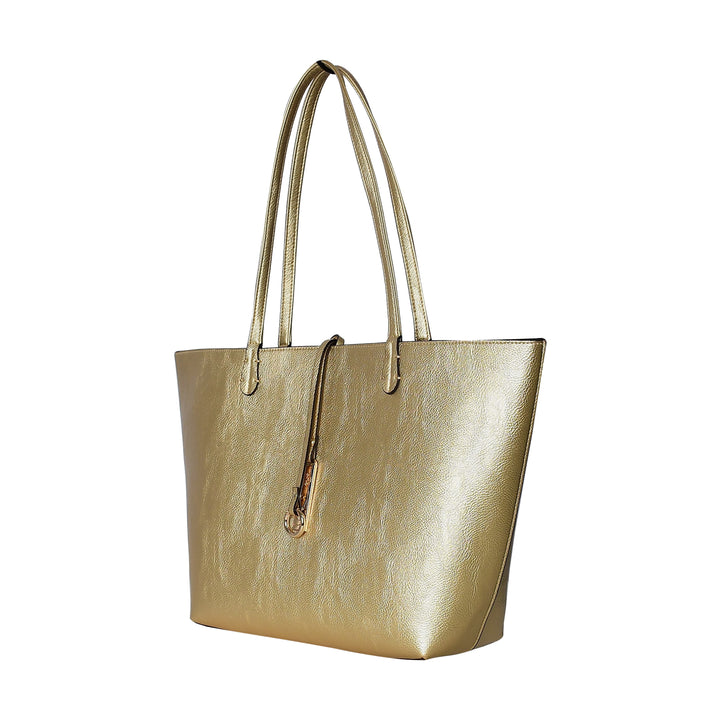 Gold handbag on a white background