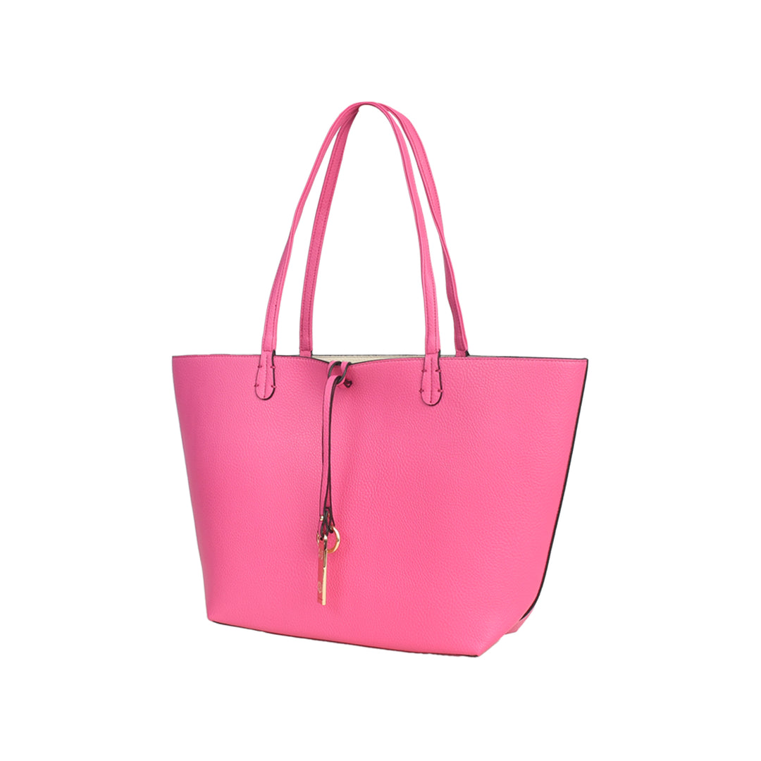 Pink tote bag on a white background