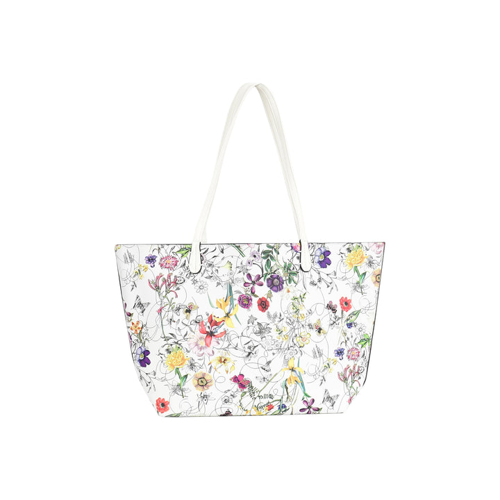 Floral-patterned tote bag on a white background
