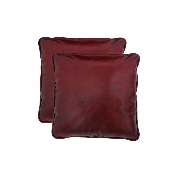 Two red cushions on a white background