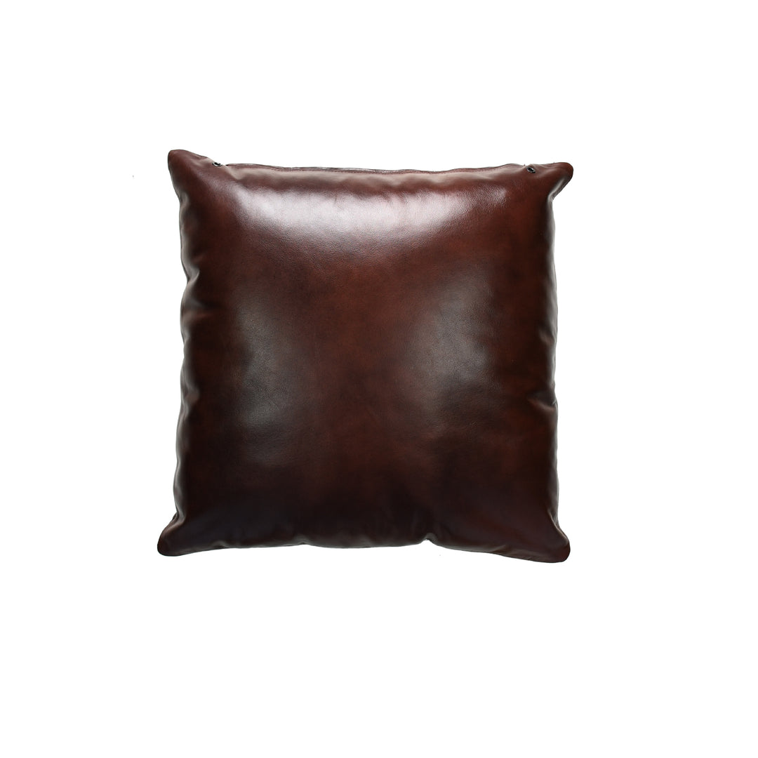 Brown leather pillow on a white background