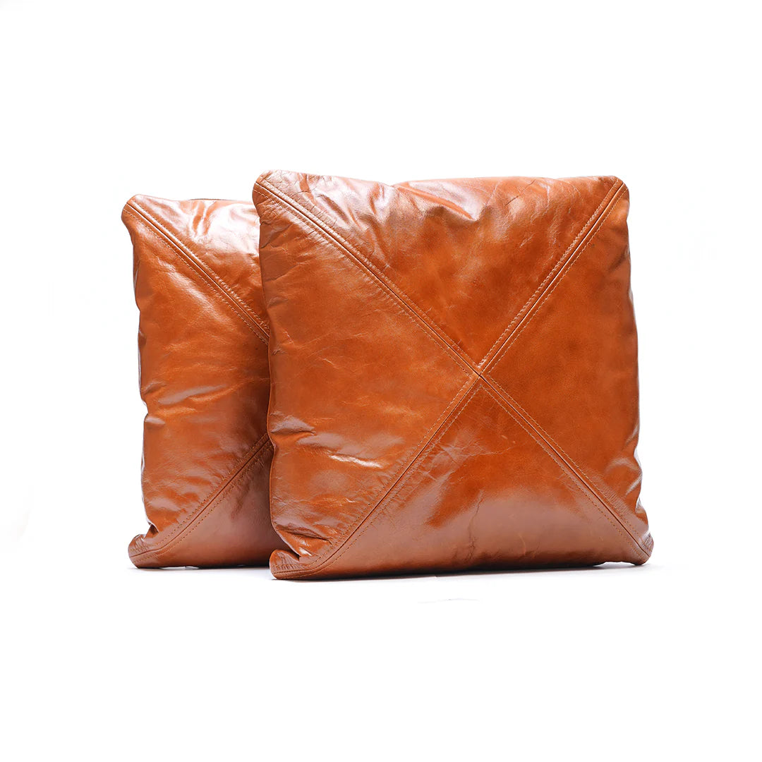 Premium Handmade Genuine Leather Cushion – Cross Stitch Designer Cushion