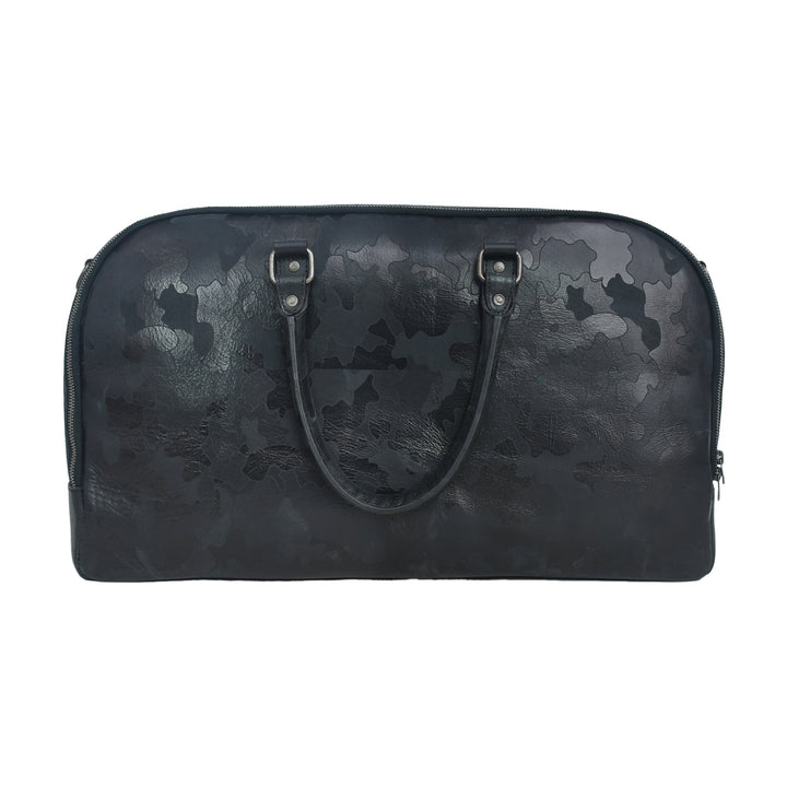 Black camouflage patterned bag on a white background
