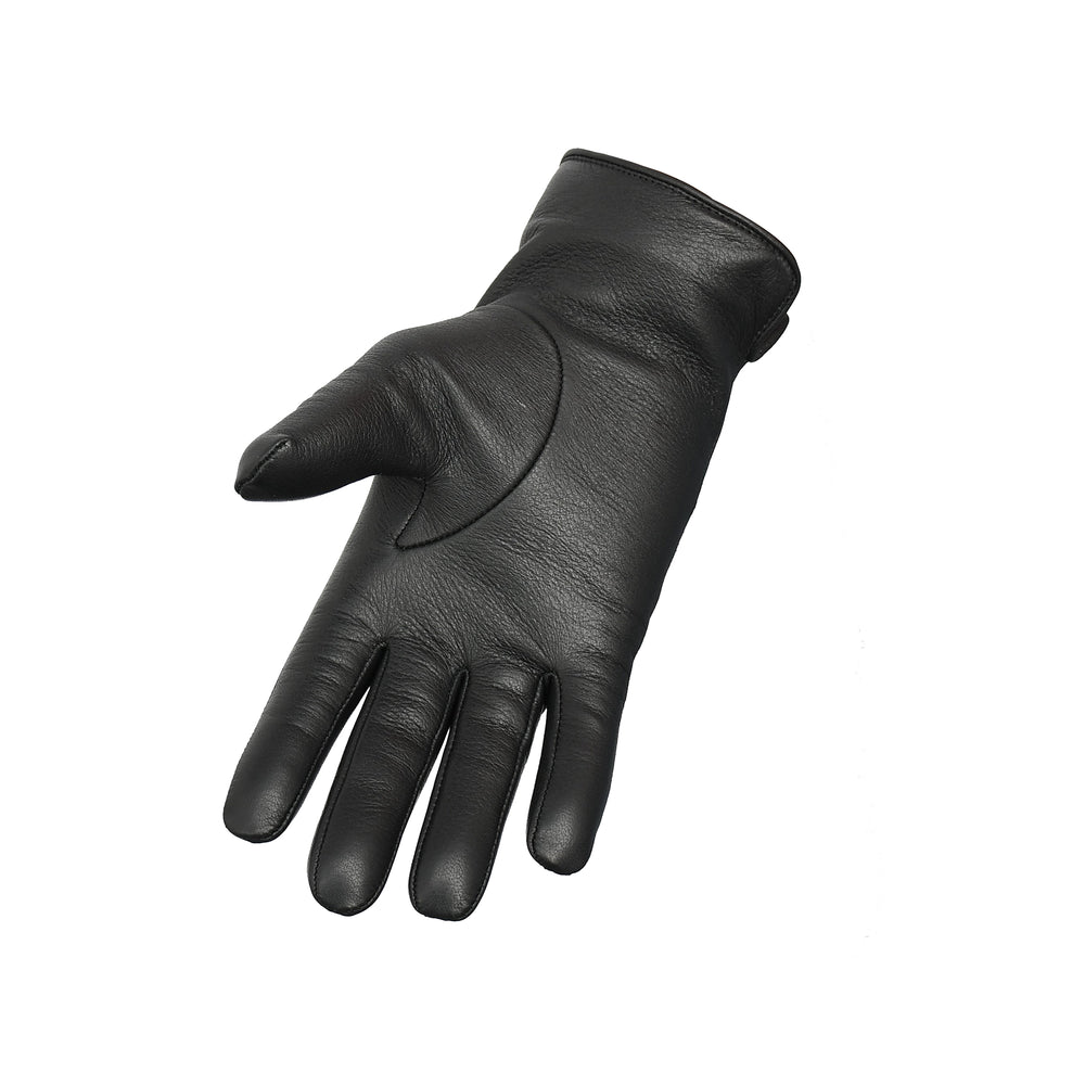 Black leather glove on a white background