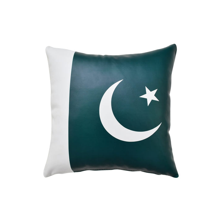 Handmade Genuine Leather Pakistan Flag Cushion