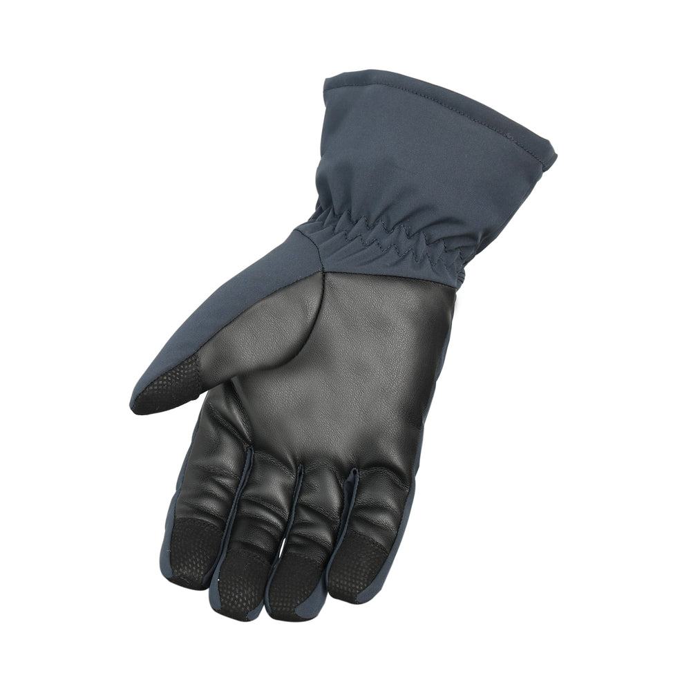 Black glove with gray cuff on a white background