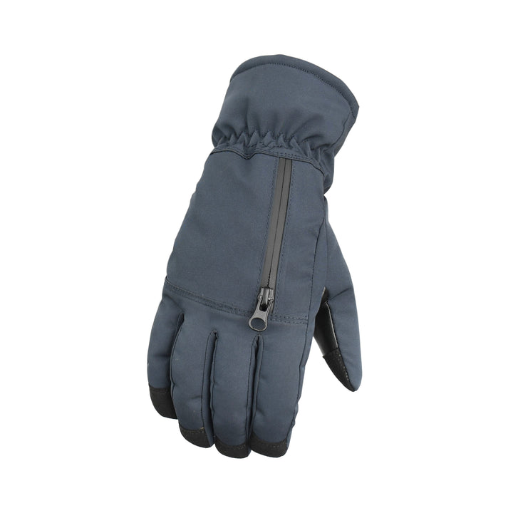 Black glove with gray cuff on a white background